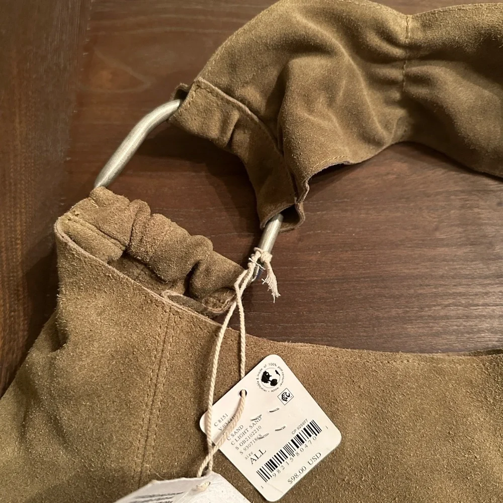New Free People Bobbi Suede Shoulder Bag ~ Tan - Picture 5 of 7